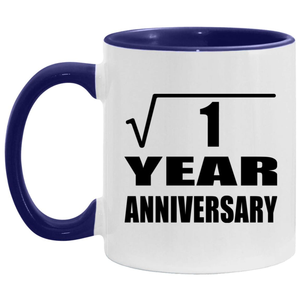 1st Anniversary Square Root of 1 Year Anniversary - 11oz Accent Mug Purple