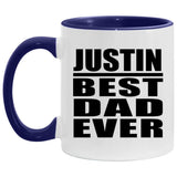 Justin Best Dad Ever - 11oz Accent Mug Purple
