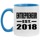 Entrepreneur Established EST. 2018 - 11oz Accent Mug Blue