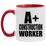 A+ Construction Worker - 11oz Accent Mug Red