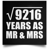 96th Anniversary Square Root of 9216 Years As Mr & Mrs - Poster Square