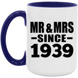 85th Anniversary Mr & Mrs Since 1939 - 15oz Accent Mug Purple