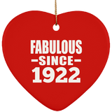 102nd Birthday Fabulous Since 1922 - Heart Ornament