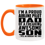 Proud Airline Pilot Dad Of Awesome Son - 11oz Accent Mug Orange