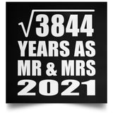 62nd Anniversary Square Root of 3844 Years As Mr & Mrs 2021 - Poster Square