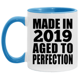 5th Birthday Made In 2019 Aged to Perfection - 11oz Accent Mug Blue