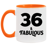 36th Birthday 36 & Fabulous - 11oz Accent Mug Orange