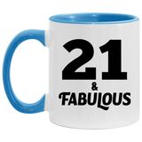 21st Birthday 21 & Fabulous - 11oz Accent Mug Blue