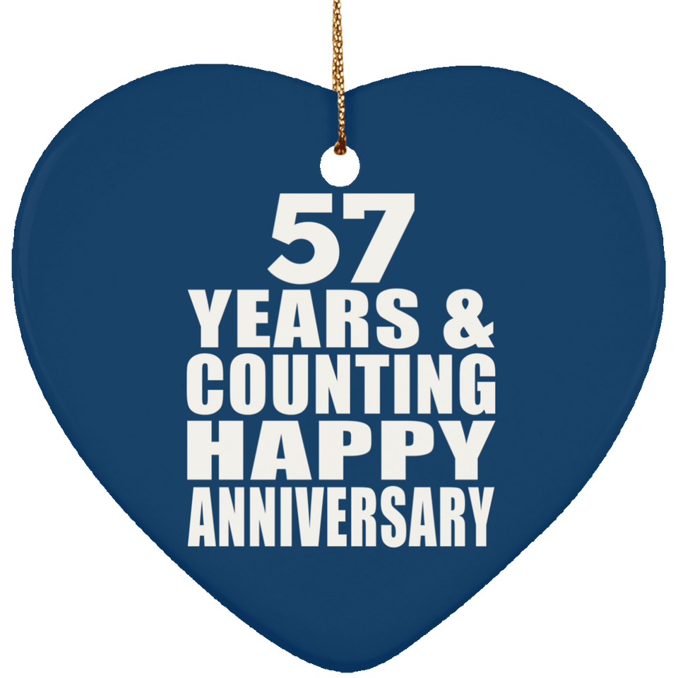 Happy 57th Anniversary 57 Years & Counting - Heart Ornament