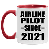 Airline Pilot Since 2021 - 11oz Accent Mug Red