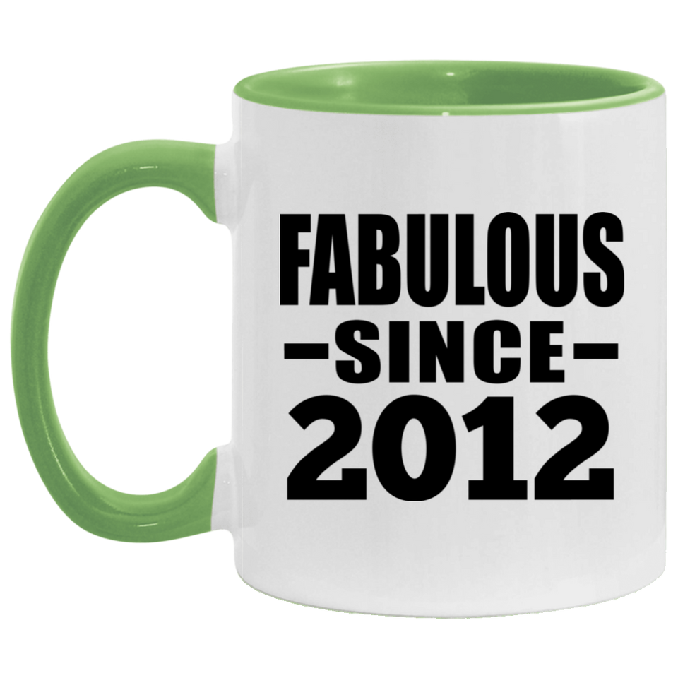 12th Birthday Fabulous Since 2012 - 11oz Accent Mug Green