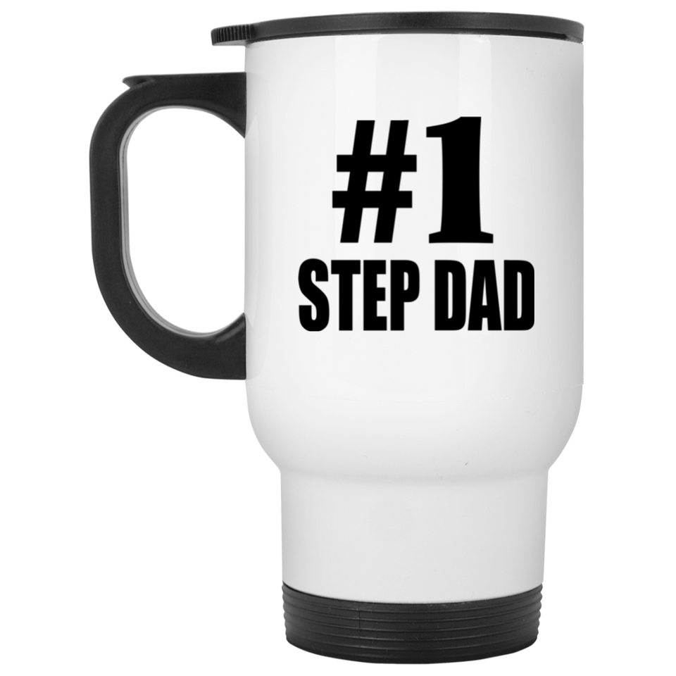 Number One #1 Step Dad - White Travel Mug