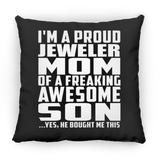 Proud Jeweler Mom Of Awesome Son - Throw Pillow Black