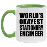 World's Okayest Stationary Engineer - 11oz Accent Mug Green
