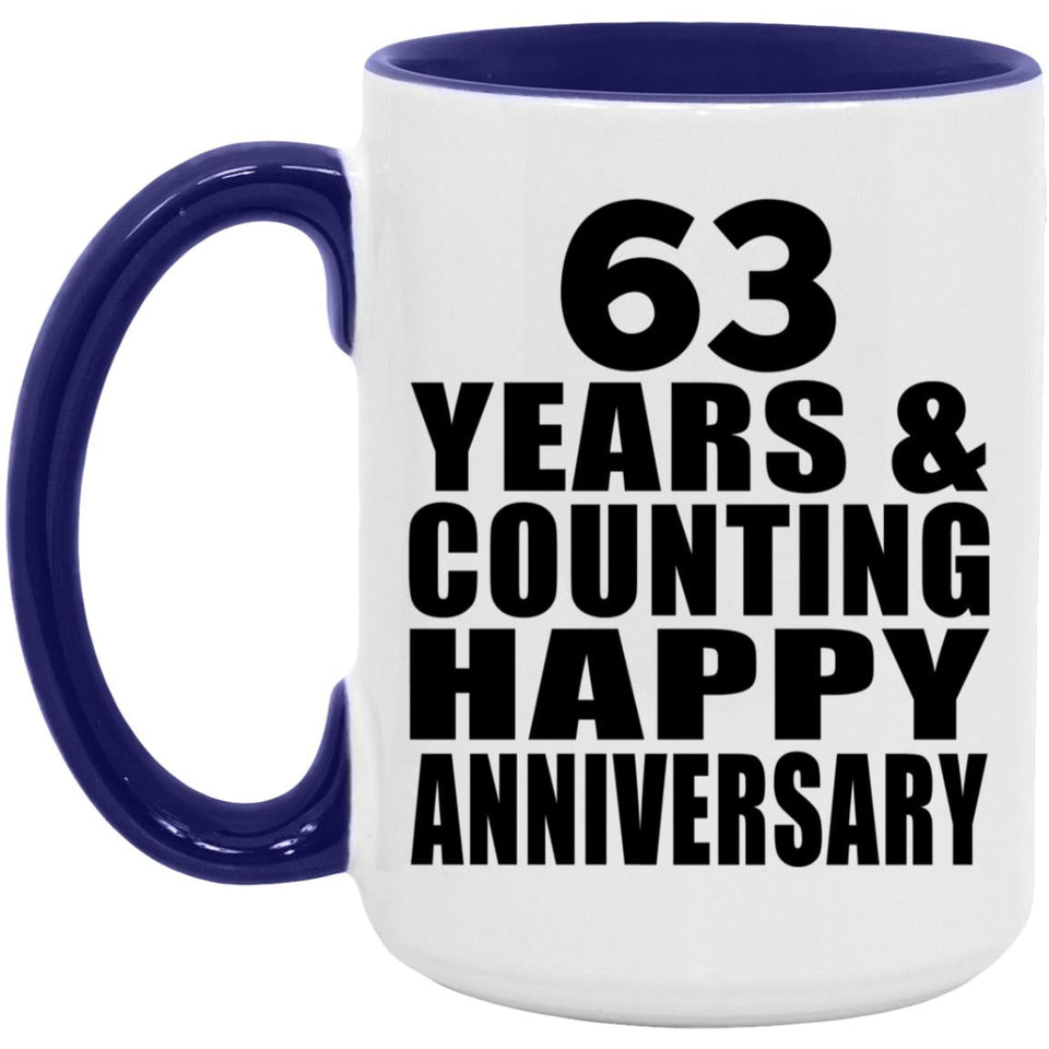 Happy 63rd Anniversary 63 Years & Counting - 15oz Accent Mug Purple