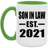 Son In Law Established EST. 2021 - 15oz Accent Mug Green