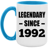 32nd Birthday Legendary Since 1992 - 15oz Accent Mug Blue