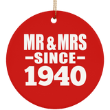 84th Anniversary Mr & Mrs Since 1940 - Circle Ornament