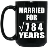 28th Anniversary Married For Square Root of 784 Years - 15oz Coffee Mug Black