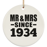 90th Anniversary Mr & Mrs Since 1934 - Circle Ornament