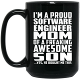Proud Software Engineer Mom Of Awesome Son - 15 Oz Coffee Mug Black
