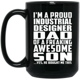 Proud Industrial Designer Dad Of Awesome Son - 15 Oz Coffee Mug Black