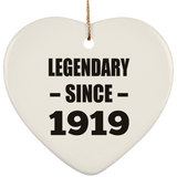 105th Birthday Legendary Since 1919 - Heart Ornament