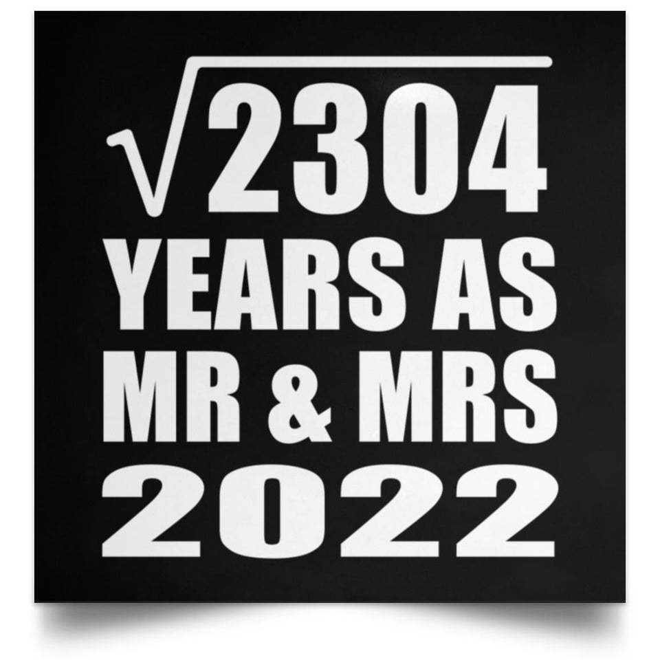 48th Anniversary Square Root of 2304 Years As Mr & Mrs 2022 - Poster Square