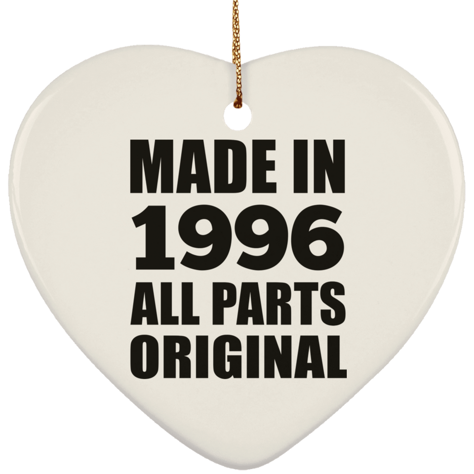 28th Birthday Made in 1996 All Parts Original - Heart Ornament