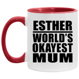 Esther World's Okayest Mum - 11oz Accent Mug Red
