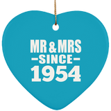 70th Anniversary Mr & Mrs Since 1954 - Heart Ornament