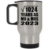 32nd Anniversary Square Root of 1024 Years As Mr & Mrs 2023 - Silver Travel Mug