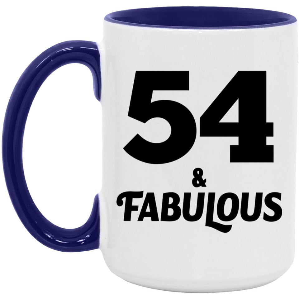 54th Birthday 54 & Fabulous - 15oz Accent Mug Purple