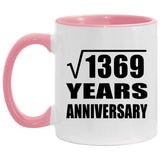 37th Anniversary Square Root of 1369 Years Anniversary - 11oz Accent Mug Pink