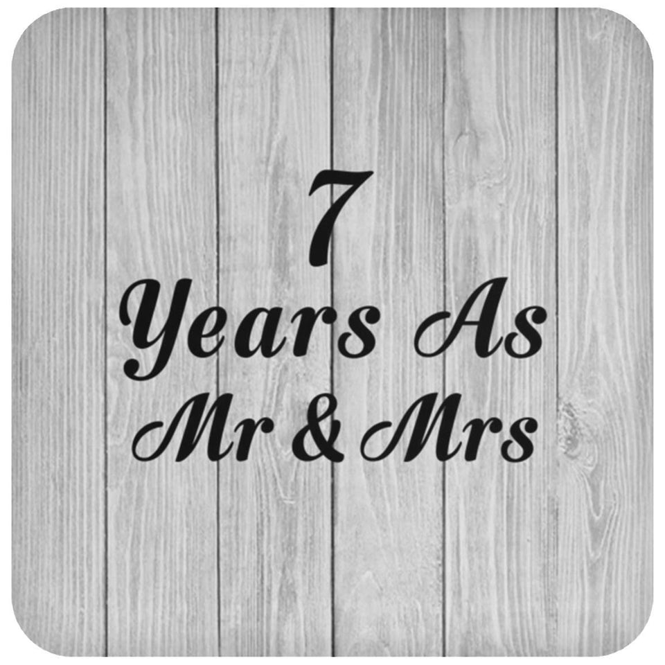 7th Anniversary 7 Years As Mr & Mrs - Drink Coaster F
