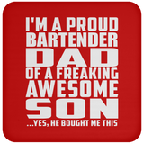 Proud Bartender Dad Of Awesome Son - Drink Coaster