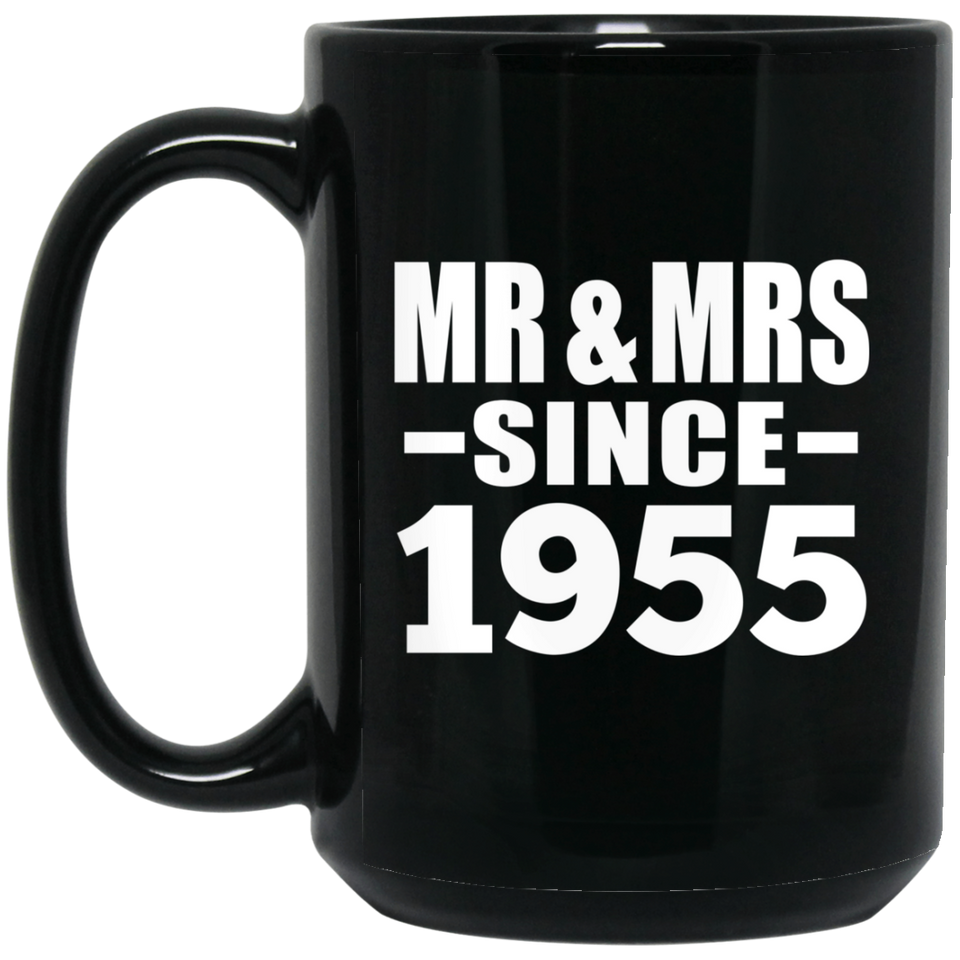 69th Anniversary Mr & Mrs Since 1955 - 15 Oz Coffee Mug Black