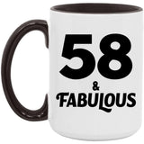 58th Birthday 58 & Fabulous - 15oz Accent Mug Black