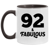 92nd Birthday 92 & Fabulous - 11oz Accent Mug Black