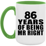 86th Anniversary 86 Years Of Being Mr Right - 15oz Accent Mug Green