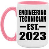 Engineering Technician Established EST. 2023 - 15oz Accent Mug Pink