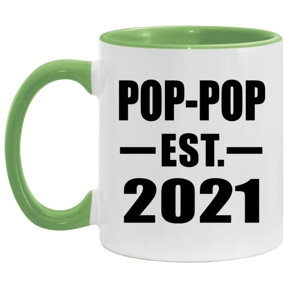 Pop-Pop Established EST. 2021 - 11oz Accent Mug Green