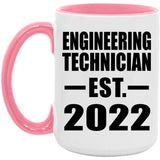 Engineering Technician Established EST. 2022 - 15oz Accent Mug Pink