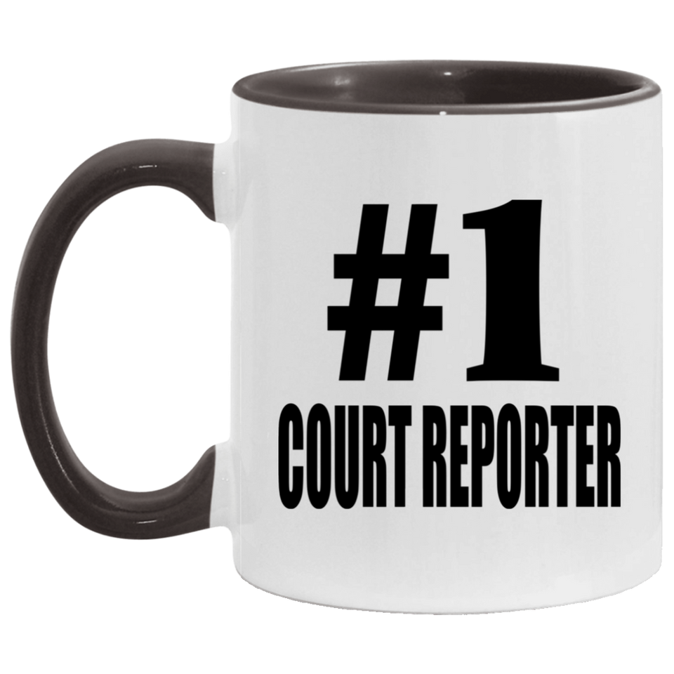 Number One #1 Court Reporter - 11oz Accent Mug Black