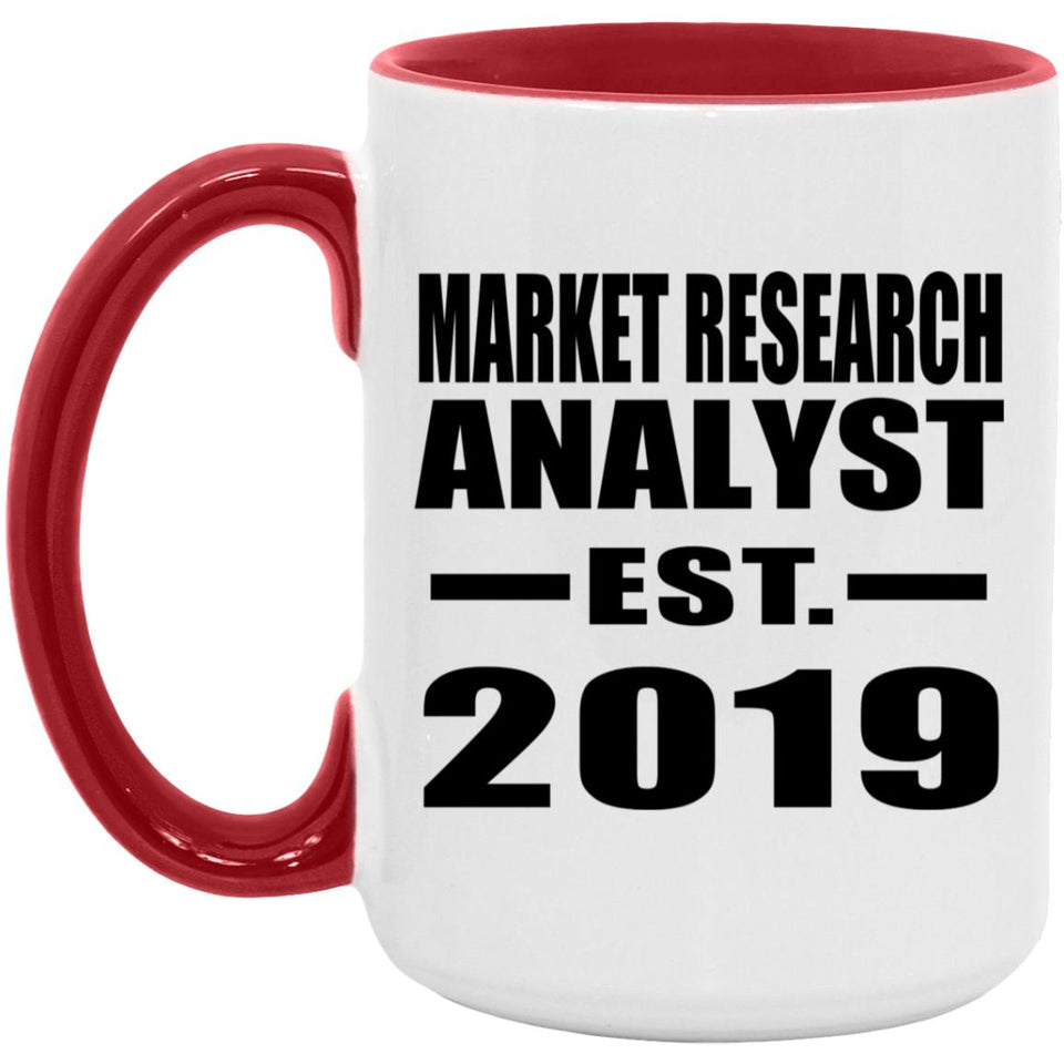 Market Research Analyst Established EST. 2019 - 15oz Accent Mug Red