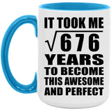 26th Birthday Took Square Root of 676 Years To Awesome - 15oz Accent Mug Blue