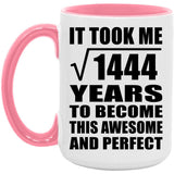 38th Birthday Took Square Root of 1444 Years To Awesome - 15oz Accent Mug Pink