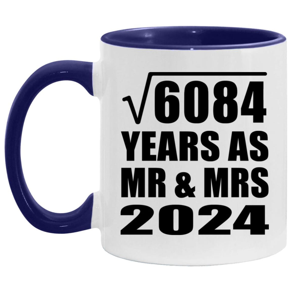 78th Anniversary Square Root of 6084 Years As Mr & Mrs 2024 - 11oz Accent Mug Purple