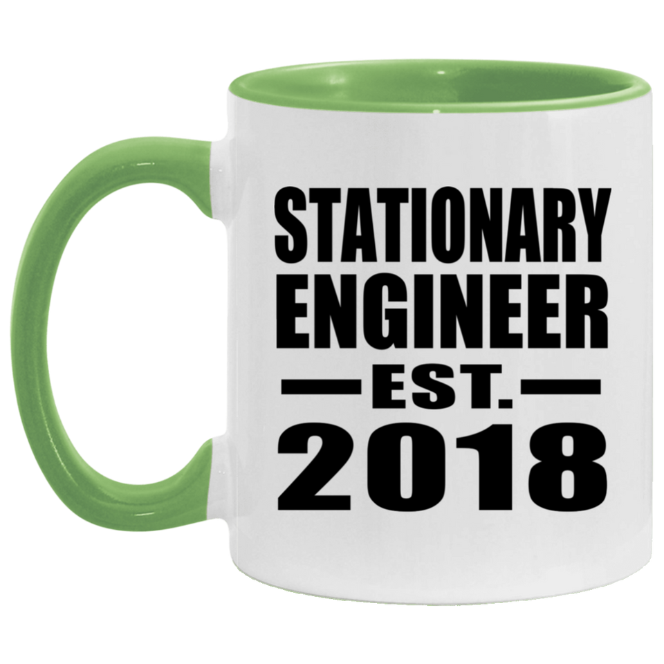 Stationary Engineer Established EST. 2018 - 11oz Accent Mug Green