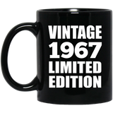 57th Birthday Vintage 1967 Limited Edition - 11oz Coffee Mug Black